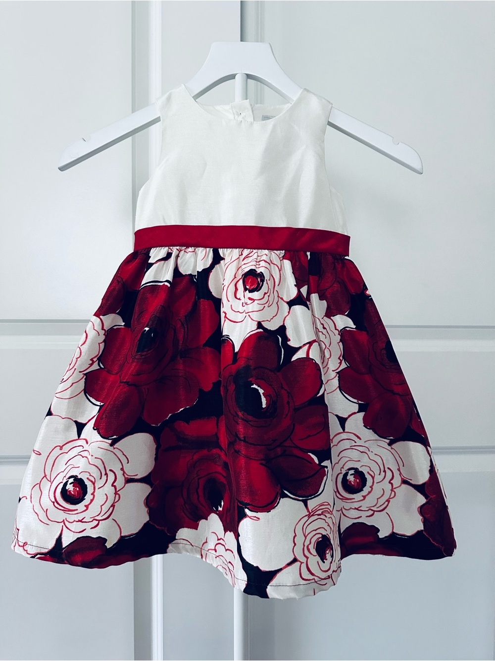 Girls Dressed Up By Gymboree White & Red Floral Dress Size 2T